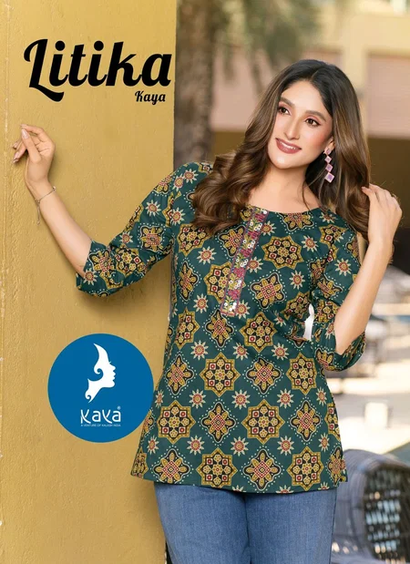 Litika By Kaya Cambric Cotton Fancy Short Kurti Wholesale Market In Surat